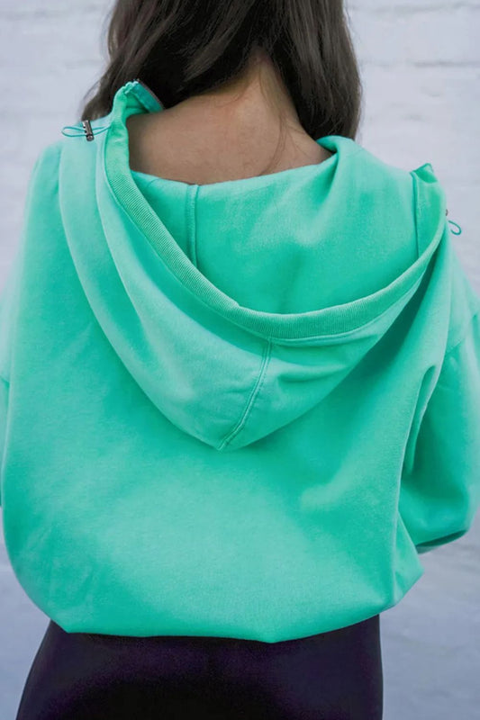 Pocketed Half Zip Long Sleeve Hoodie-Bella Boutique Collective