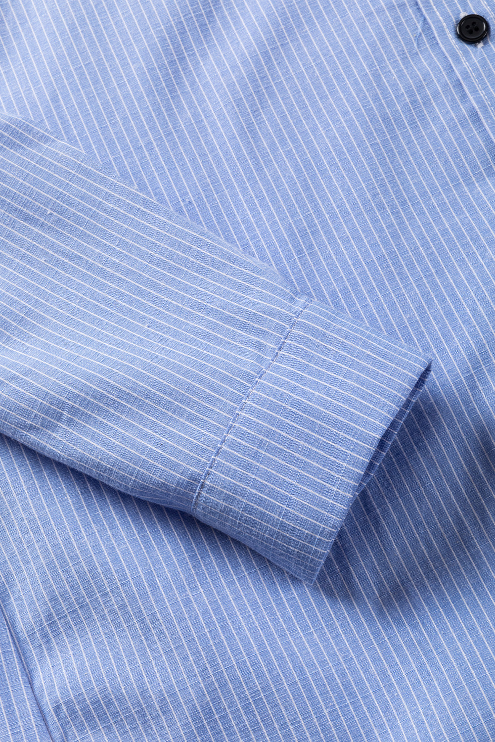 Sky Blue Stripe Roll-tab Sleeve Pocketed Long Shirt-Bella Boutique Collective