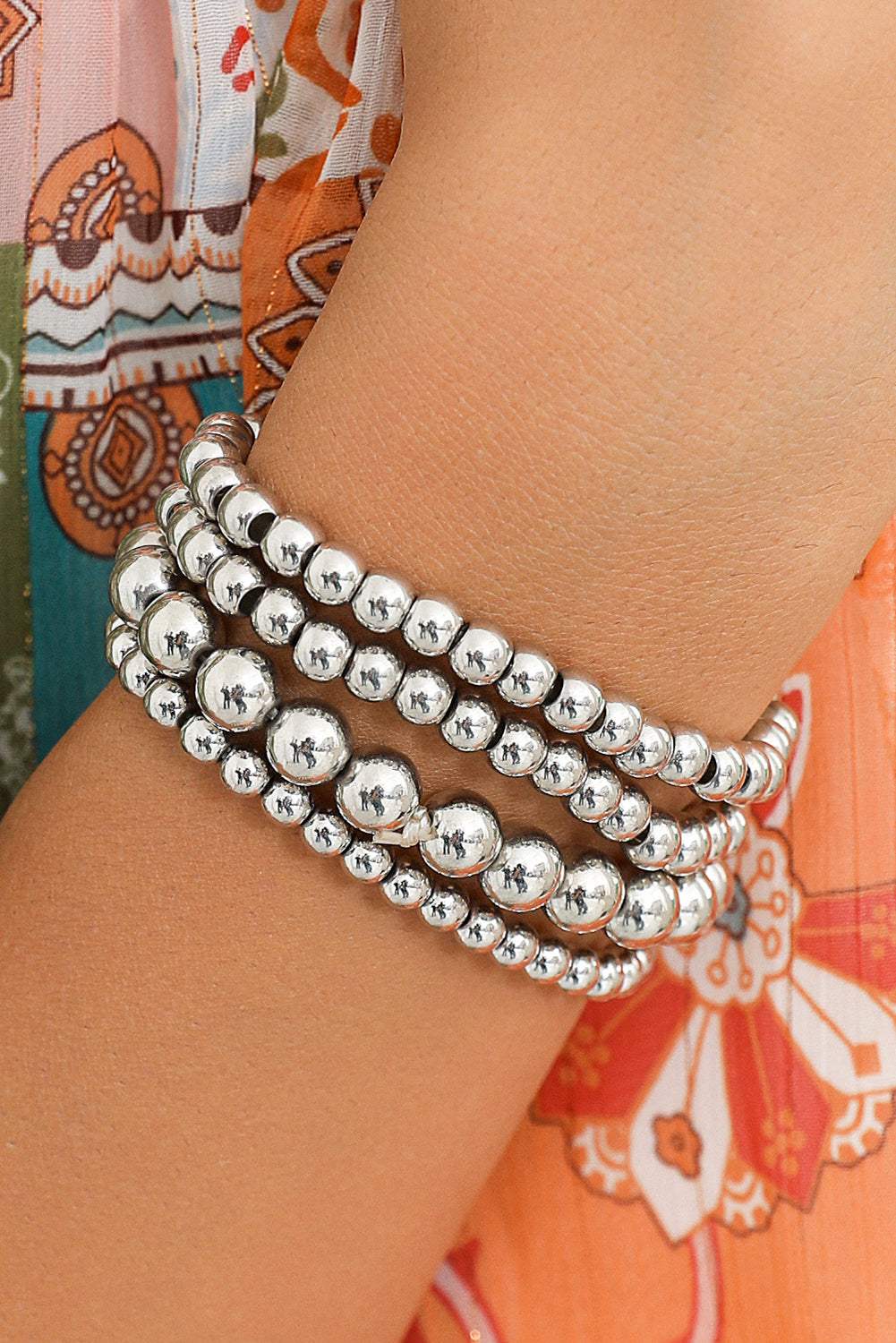 White Multi Layered Beaded Bracelet-Bella Boutique Collective