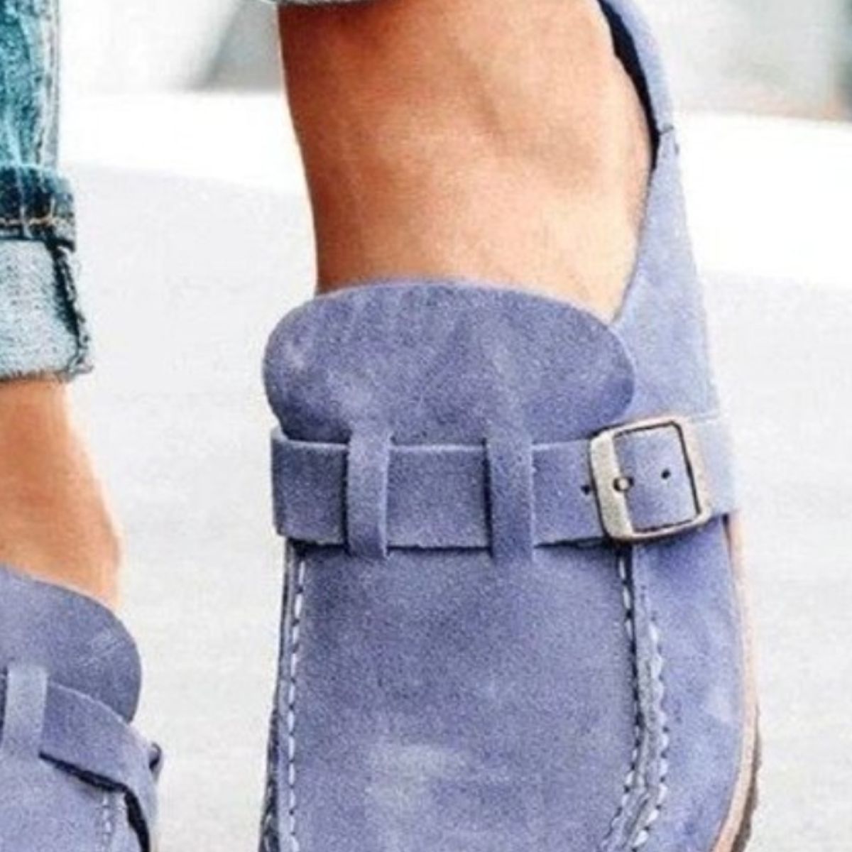 Round Toe Low Heel Buckle Loafers-Bella Boutique Collective