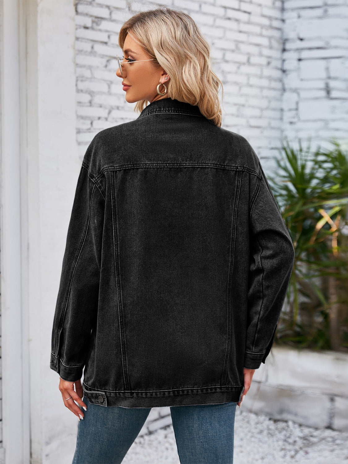 Button Up Long Sleeve Denim Jacket-Bella Boutique Collective