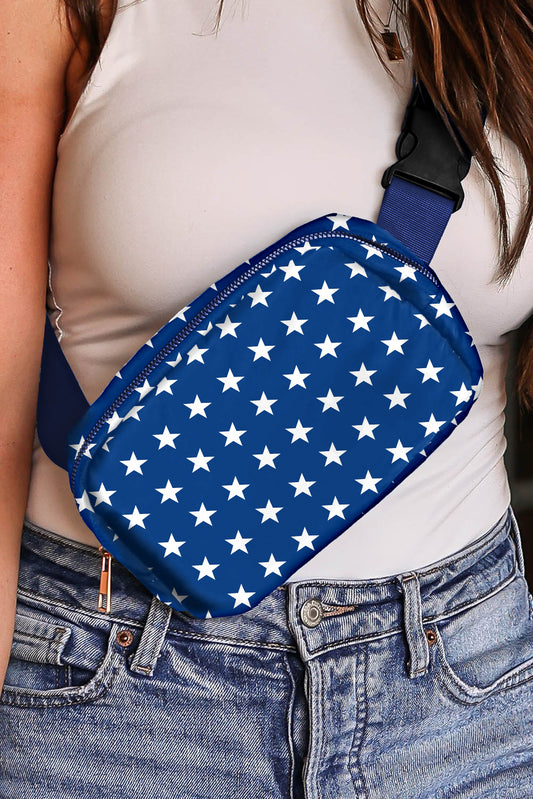 Bluing Independent Day Flag Star Printed Crossbody Bag-Bella Boutique Collective
