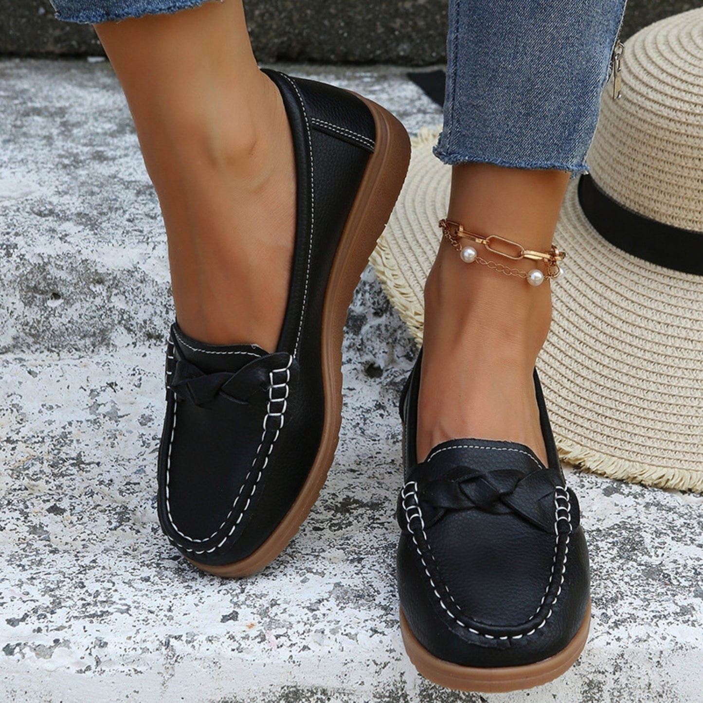 Weave Wedge Heeled Loafers-Bella Boutique Collective