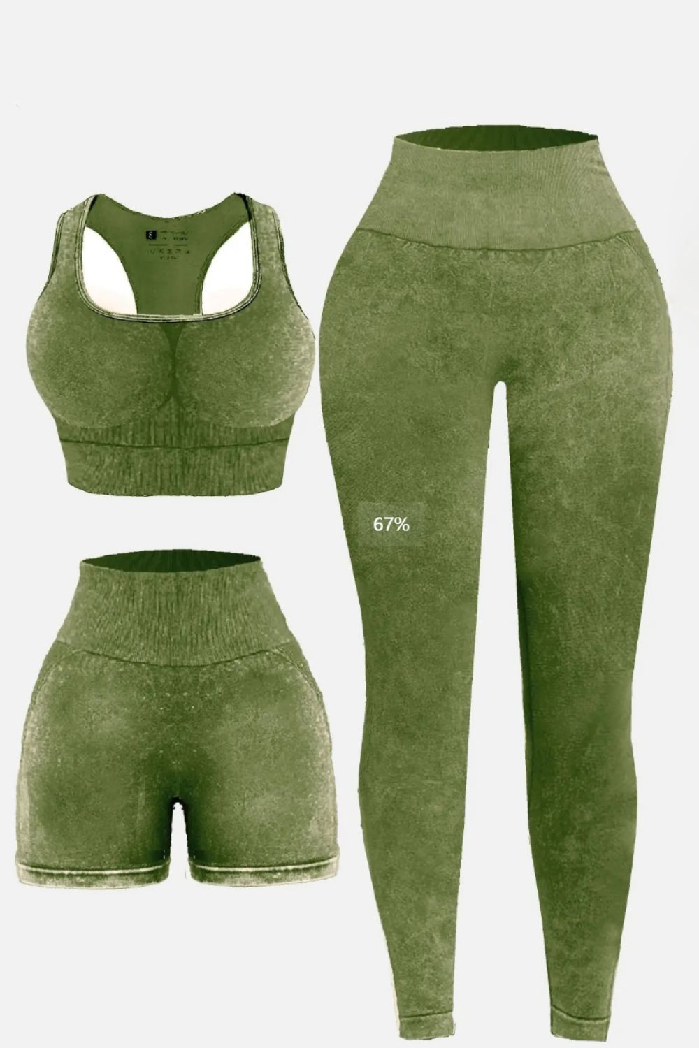 3 Piece Washed Square Neck Wide Strap Active Set-Bella Boutique Collective
