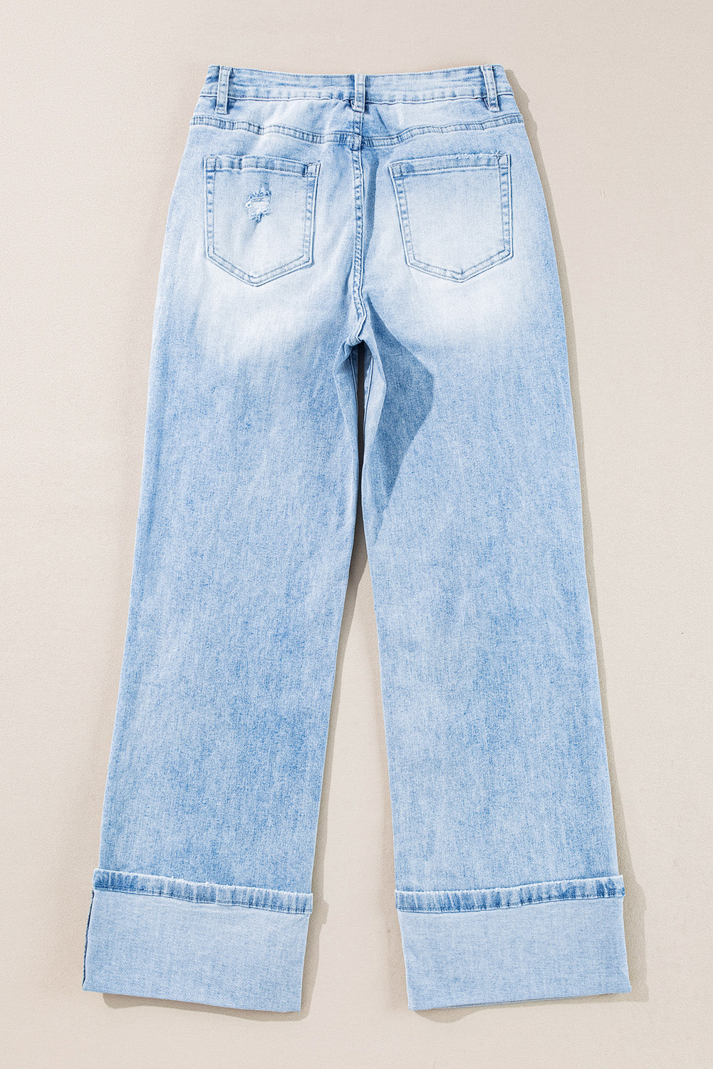 Beau Blue Light Wash Distressed Straight Jeans-Bella Boutique Collective