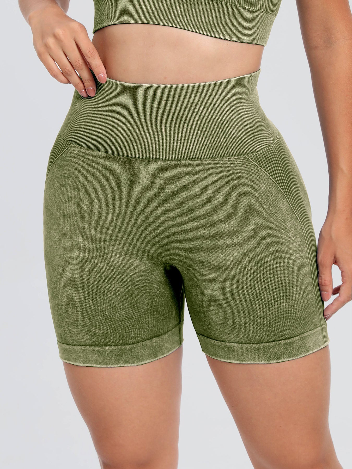 Washed High Waist Active Shorts-Bella Boutique Collective