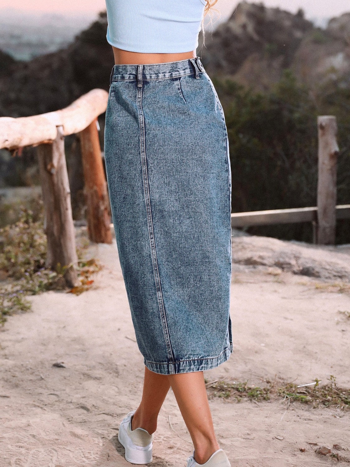 Button Down Denim Skirt-Bella Boutique Collective