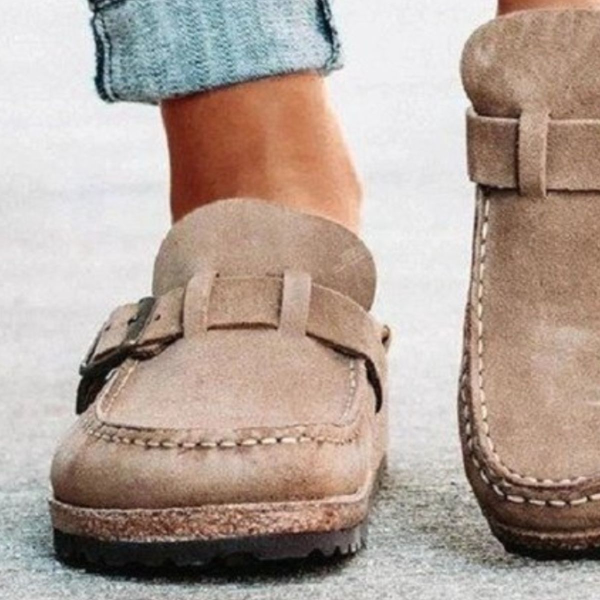 Round Toe Low Heel Buckle Loafers-Bella Boutique Collective