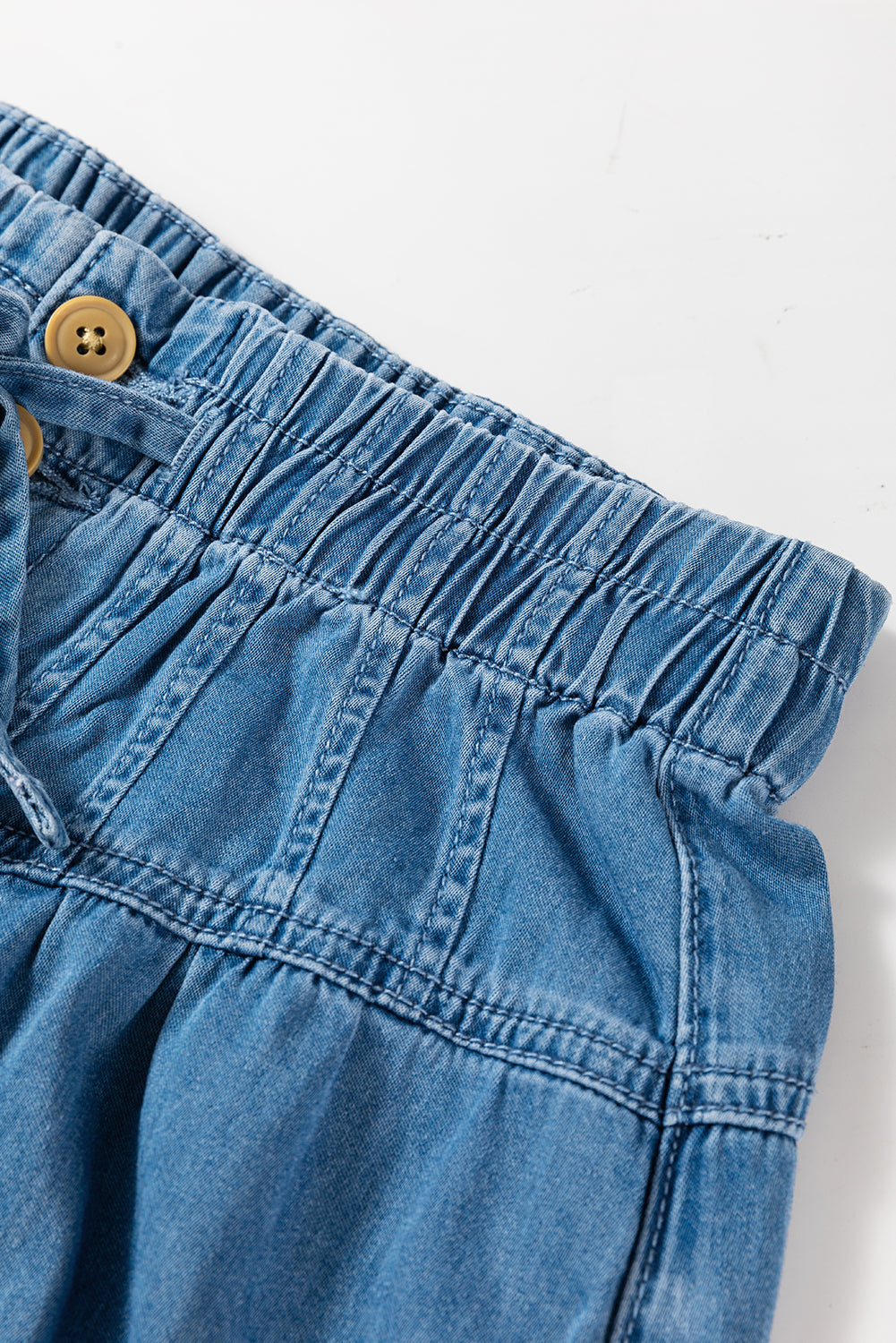 Dusk Blue Mineral Wash Button Fly Waist Wide Leg Jeans-Bella Boutique Collective