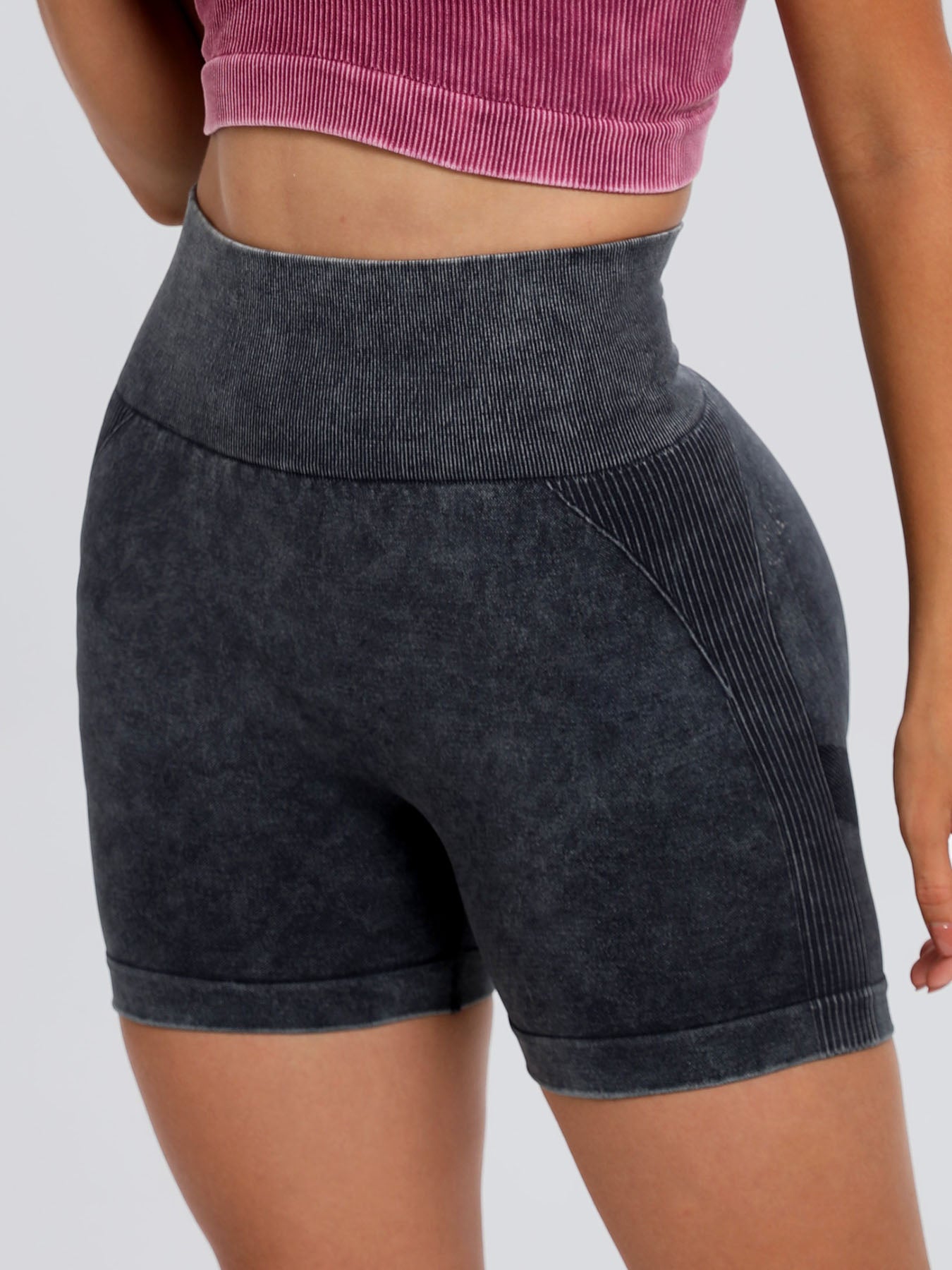 Washed High Waist Active Shorts-Bella Boutique Collective