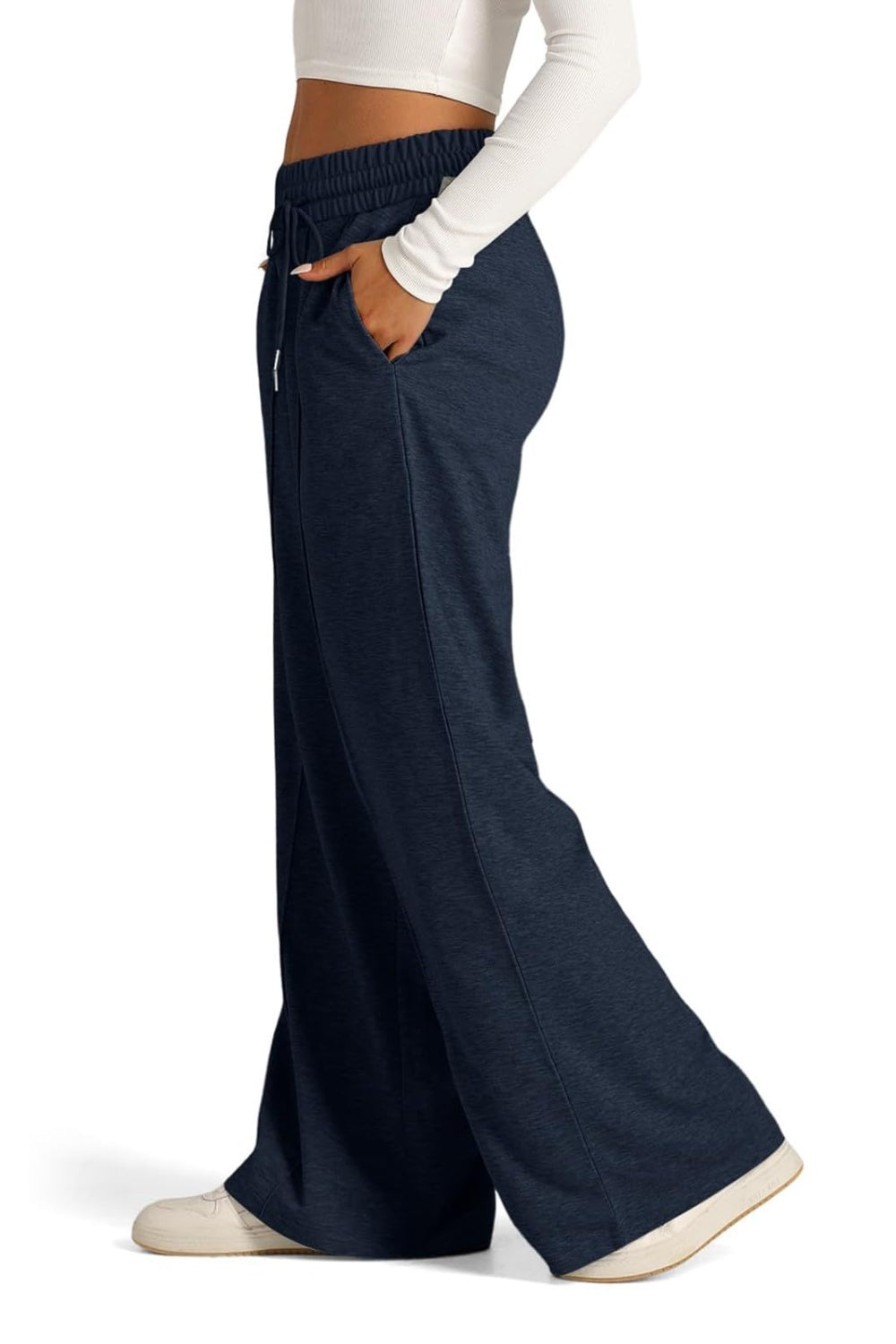 Drawstring Elastic Waist Wide Leg Pants-Bella Boutique Collective