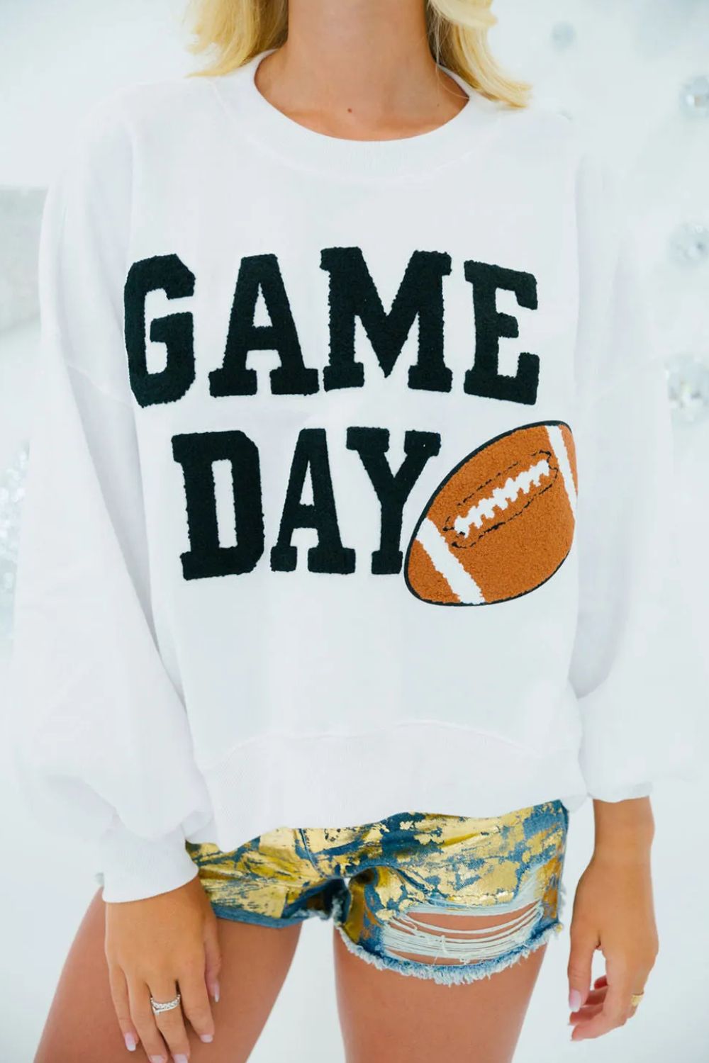 GAME DAY Round Neck Long Sleeve Sweatshirt-Bella Boutique Collective