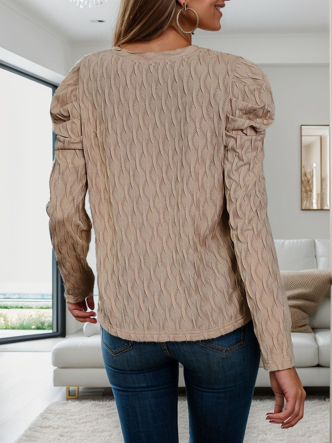 V-Neck Puff Sleeve Top-Bella Boutique Collective