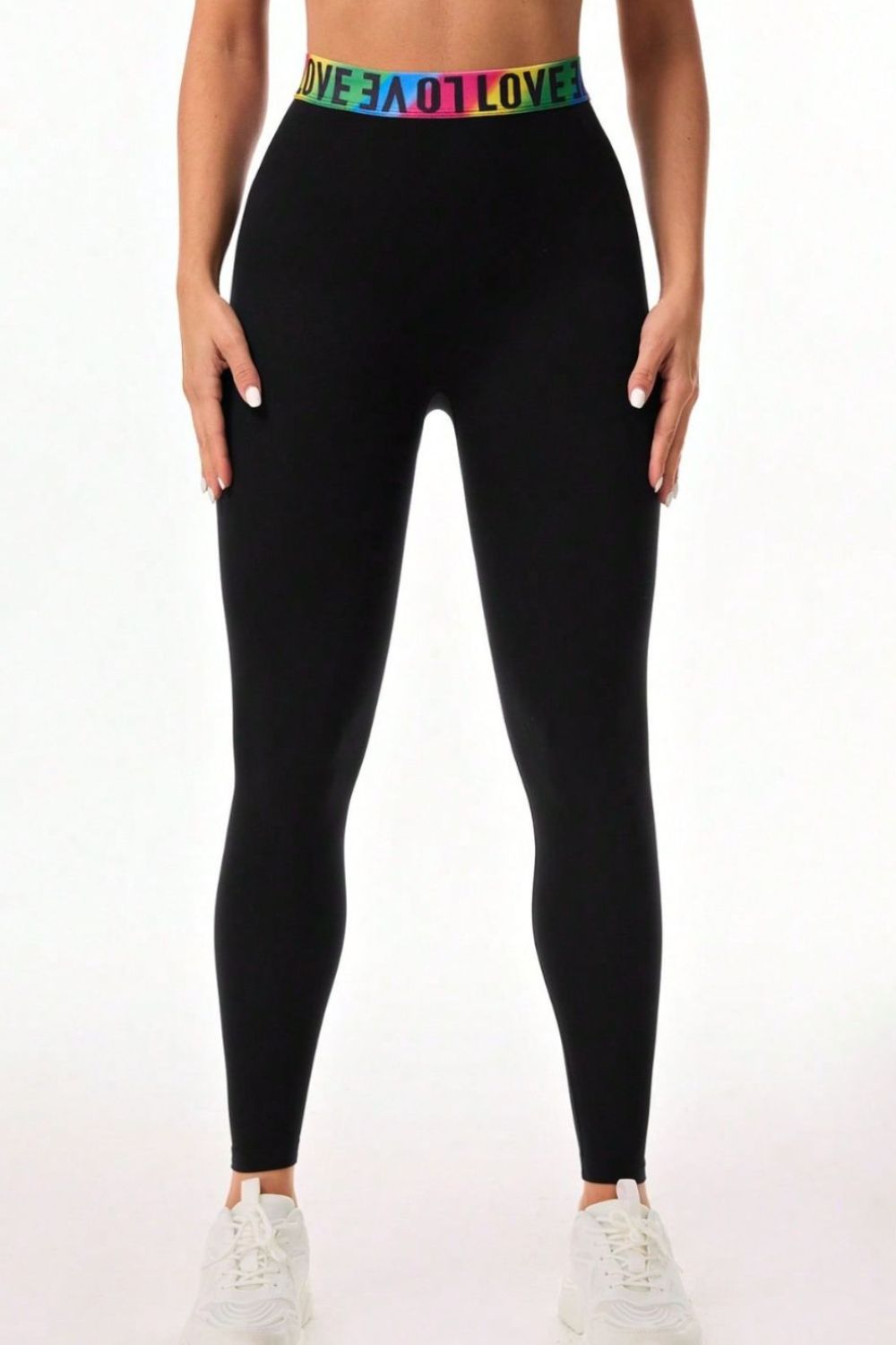 Letter Printed High Waist Active Leggings-Bella Boutique Collective