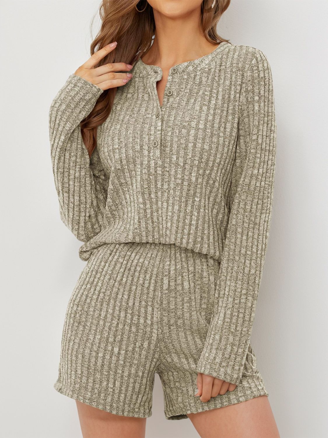 Ribbed Round Neck Top and Shorts Set-Bella Boutique Collective