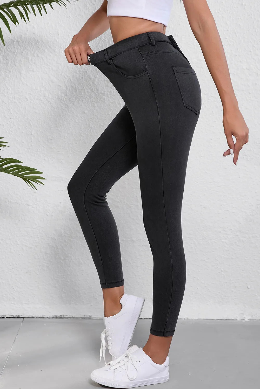 High Waist Jeans with Pockets-Bella Boutique Collective