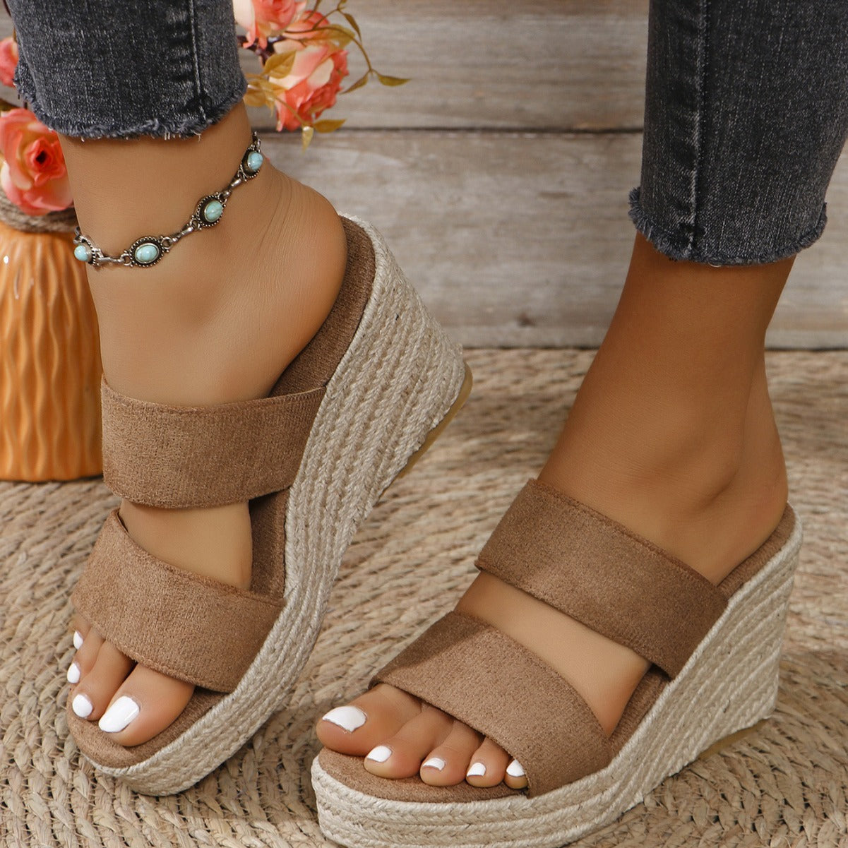 Open Toe Platform Wedge Sandals-Bella Boutique Collective