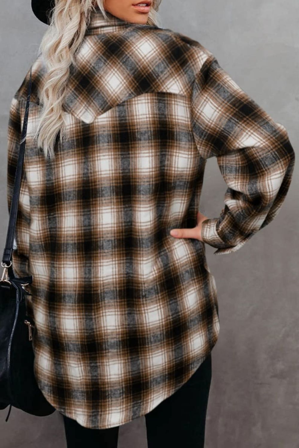 Full Size Plaid Collared Neck Long Sleeve Shirt-Bella Boutique Collective