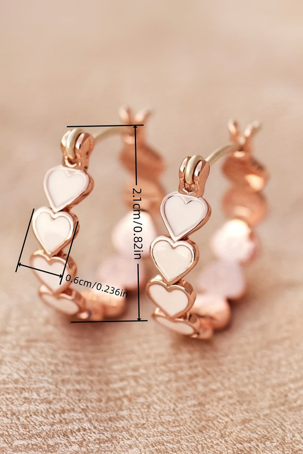 White Heart Shape Plated Alloy Small Hook Earrings-Bella Boutique Collective