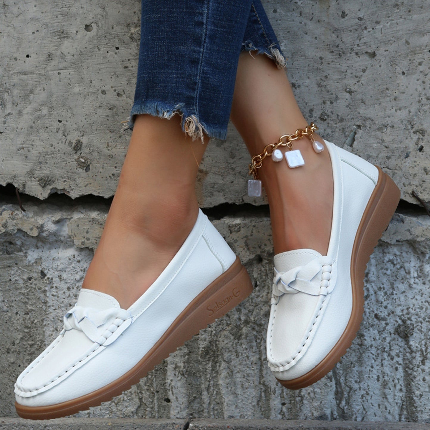 Weave Wedge Heeled Loafers-Bella Boutique Collective