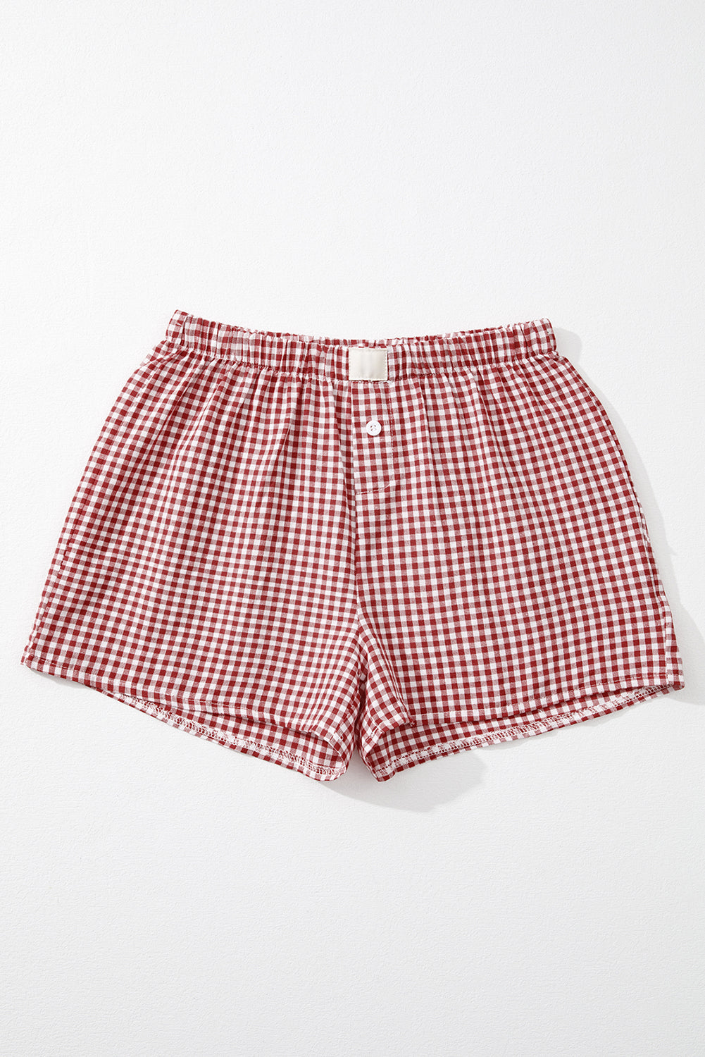 Red Gingham Printed High Waist Shorts-Bella Boutique Collective