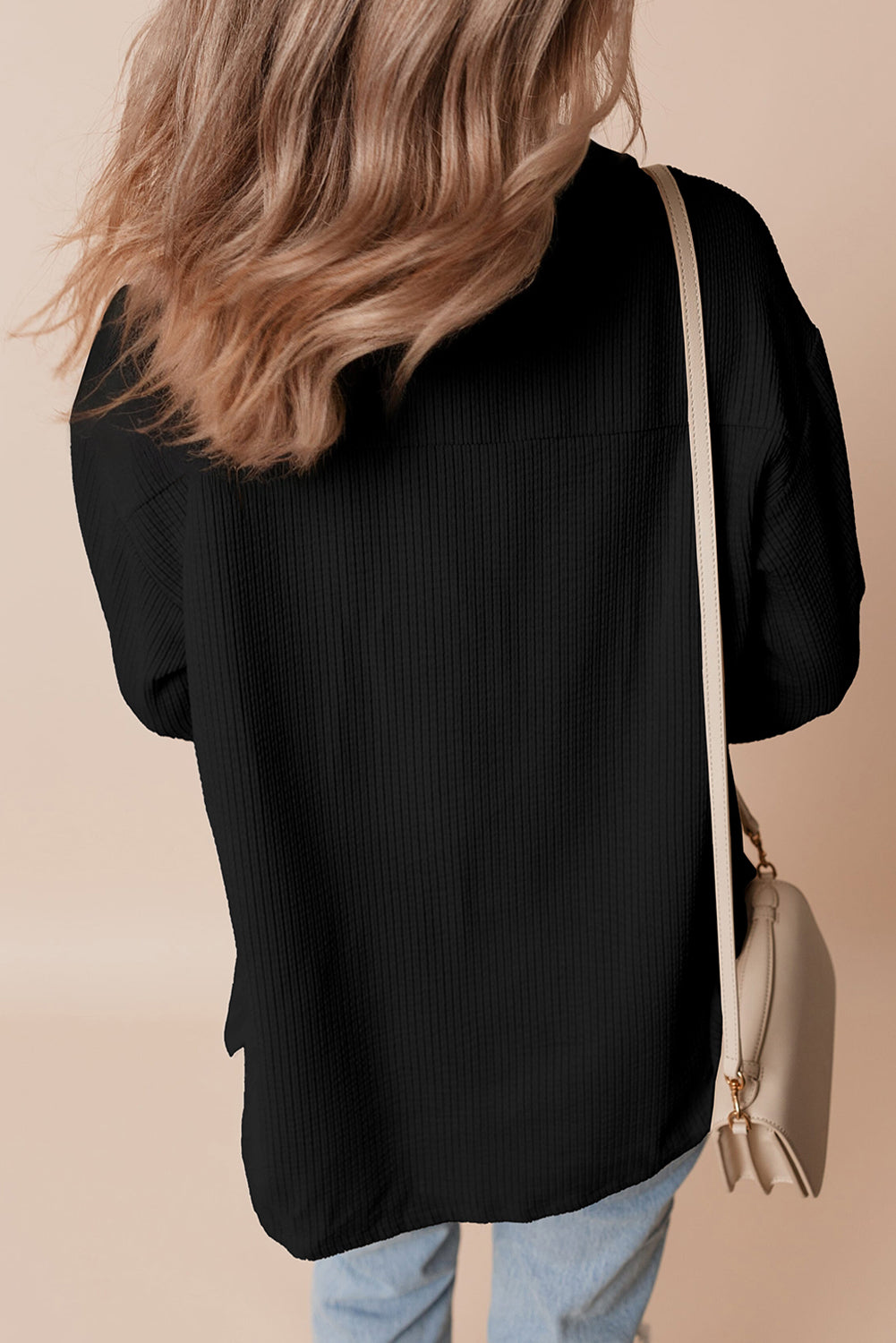 Black Corduroy Flap Pocket Button Up Shacket-Bella Boutique Collective