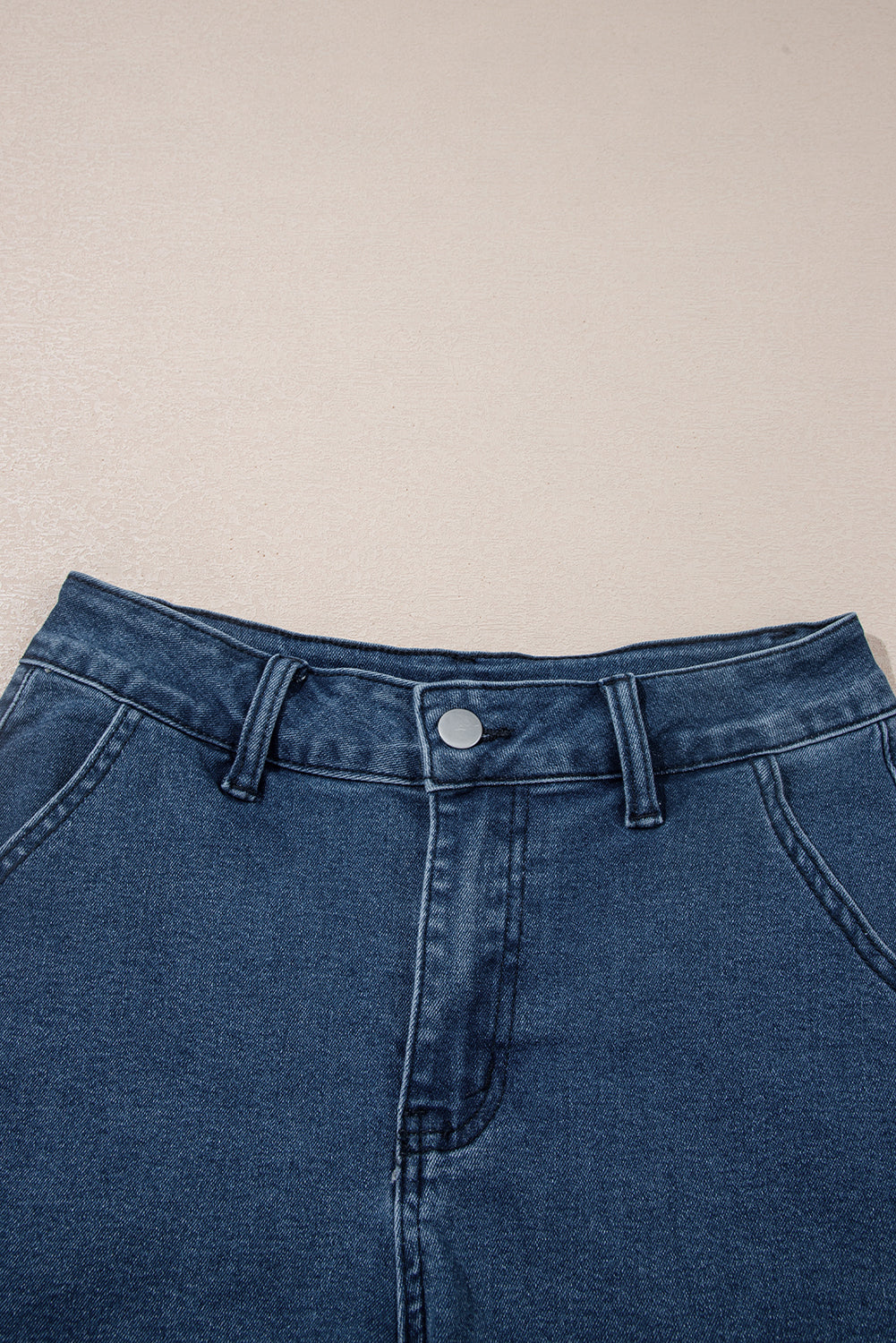 Sail Blue Scalloped Hemline Acid Wash High Waist Denim Shorts-Bella Boutique Collective