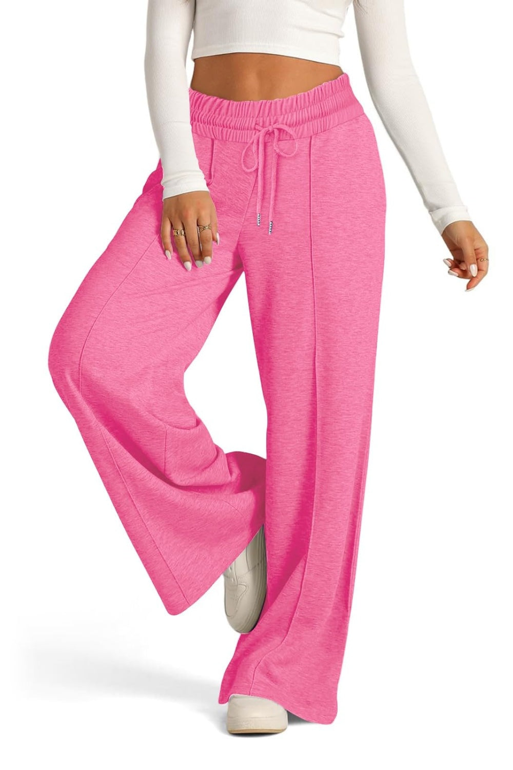 Drawstring Elastic Waist Wide Leg Pants-Bella Boutique Collective