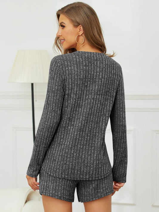 Ribbed Round Neck Top and Shorts Set-Bella Boutique Collective