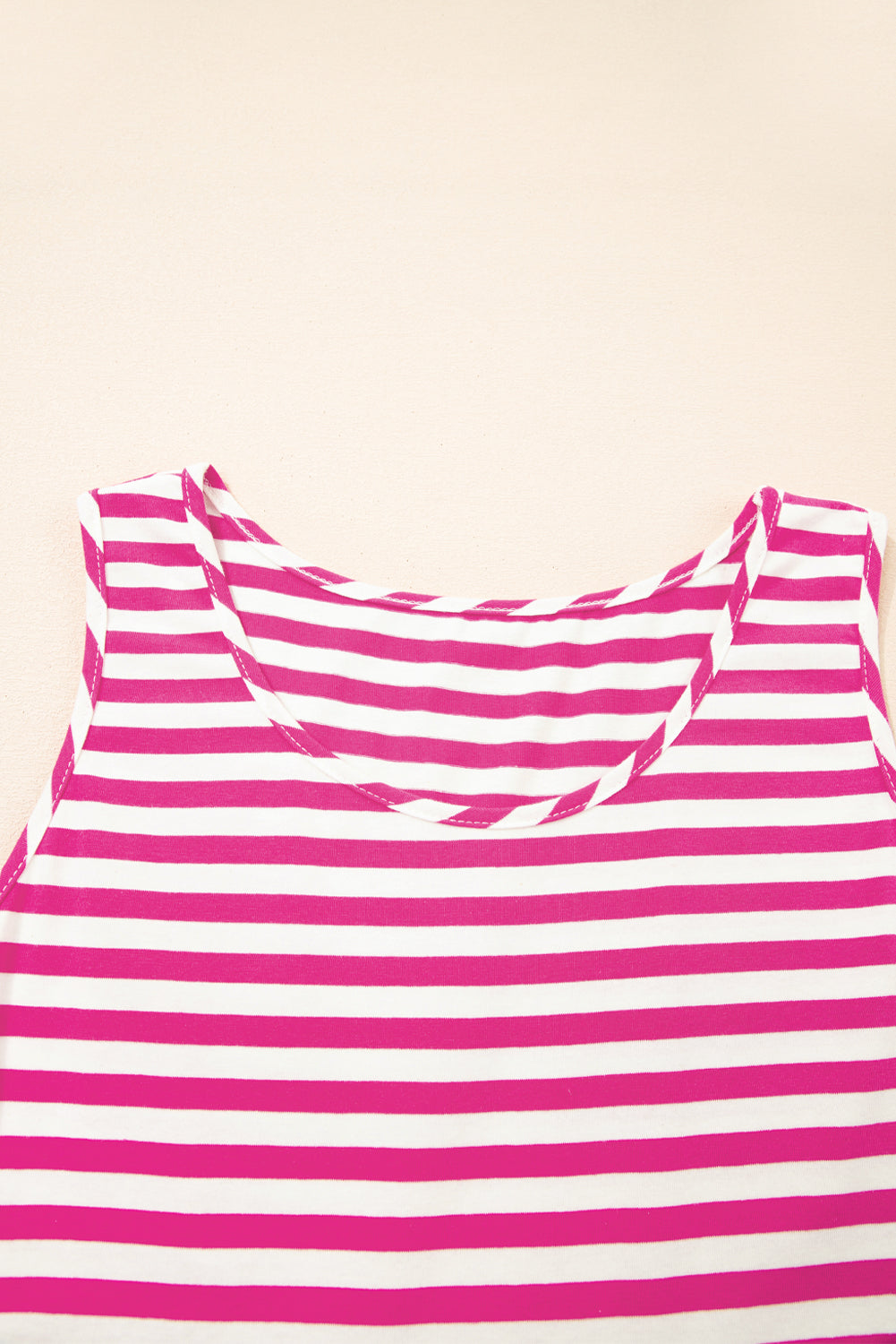 Rose Stripe U Neck Sleeveless Loose Fit Mini Dress-Bella Boutique Collective