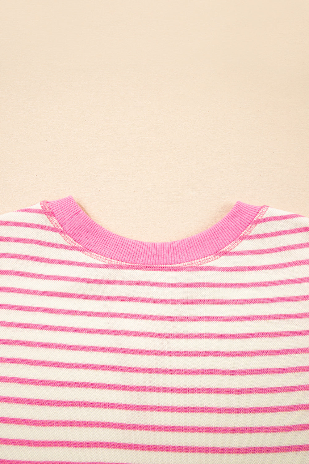 Sachet Pink Contrast Detail Striped Ruffle Short Sleeve Top-Bella Boutique Collective