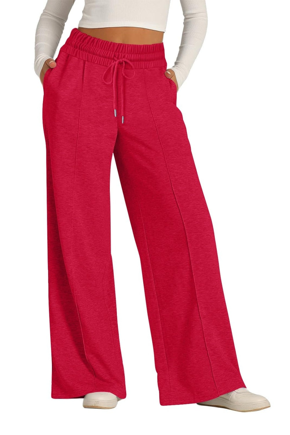 Drawstring Elastic Waist Wide Leg Pants-Bella Boutique Collective