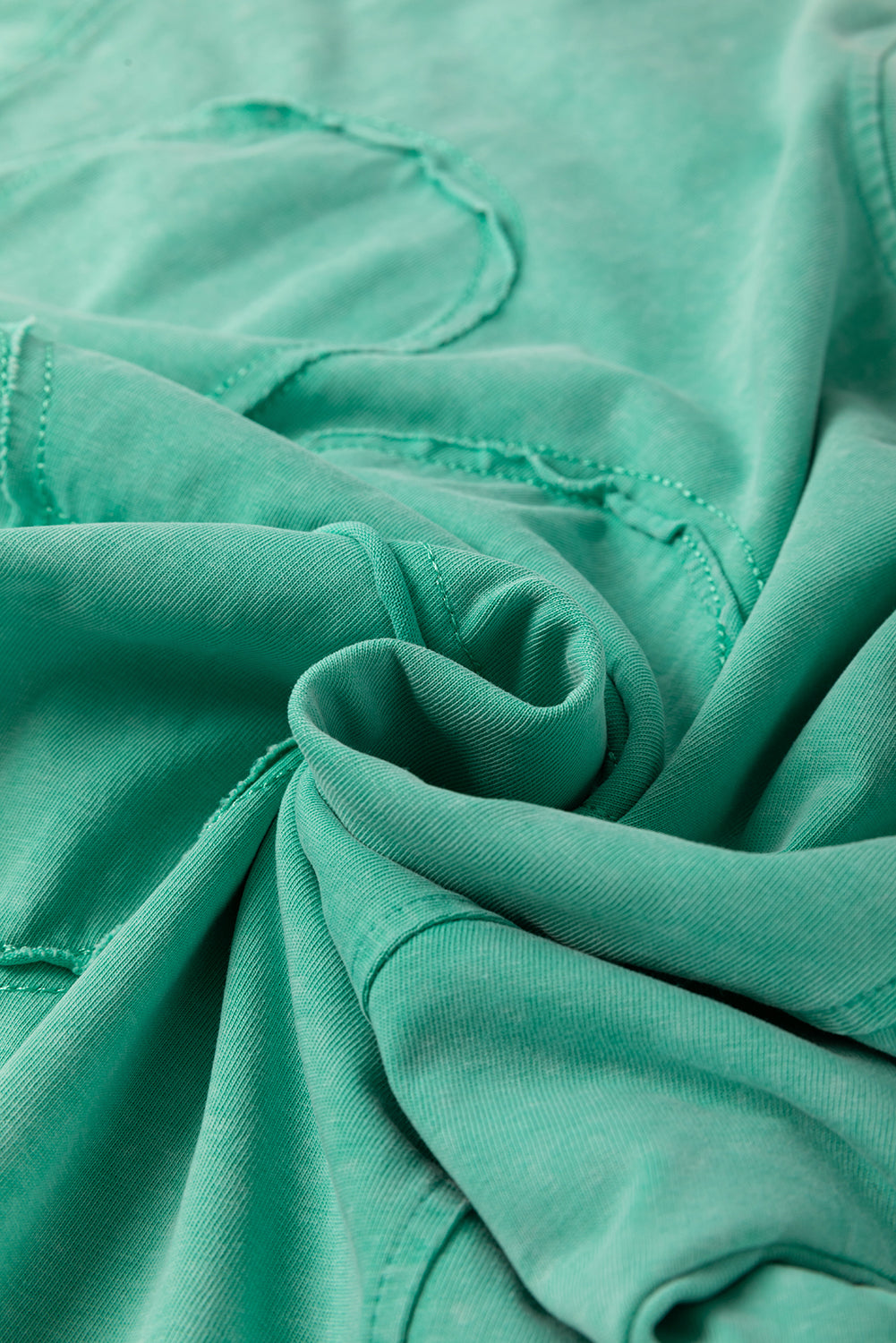 Mint Green Mineral Wash Flower Patchwork Mini T Shirt Dress-Bella Boutique Collective