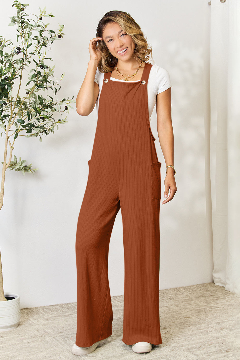 Double Take Full Size Wide Strap Overall with Pockets-Bella Boutique Collective