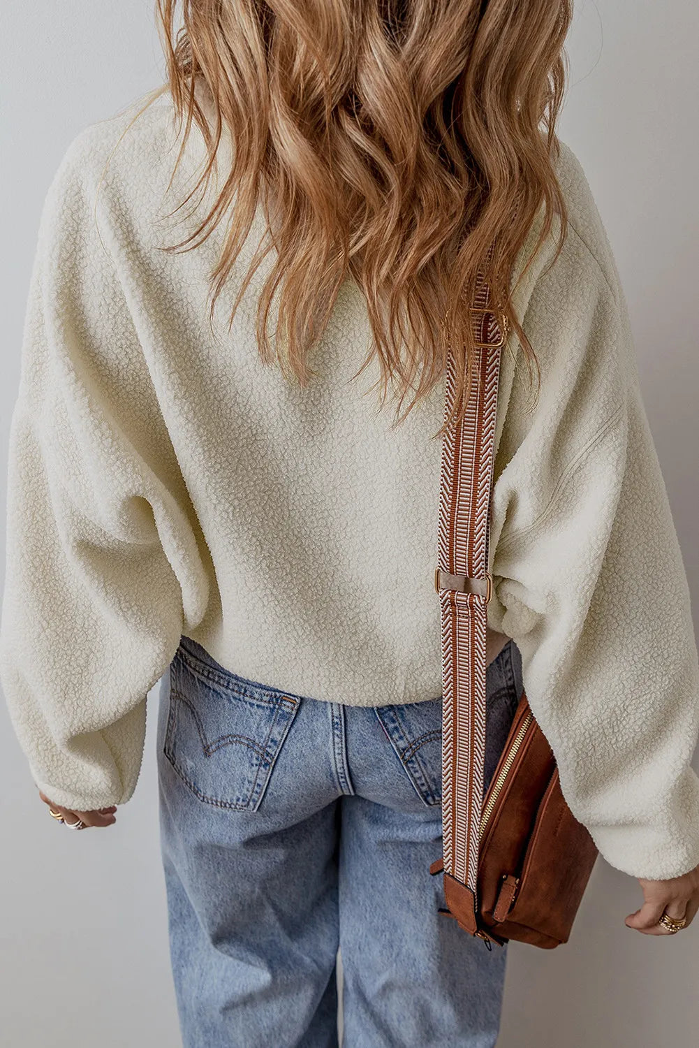 Sherpa Half Snap Long Sleeve Jacket-Bella Boutique Collective