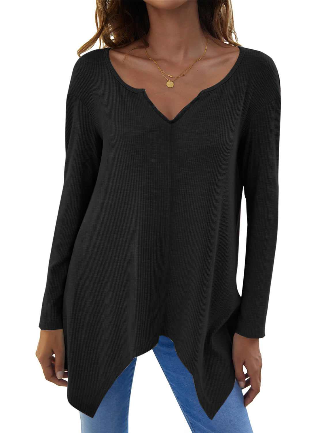 Full Size V-Neck Long Sleeve T-Shirt-Bella Boutique Collective