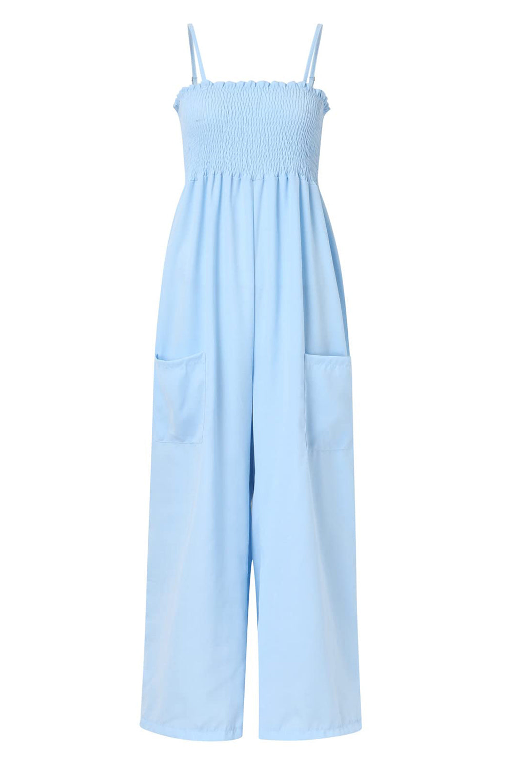 Smocked Spaghetti Strap Wide Leg Jumpsuit-Bella Boutique Collective
