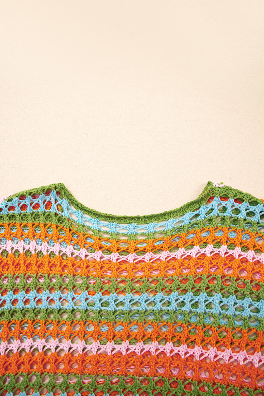 Carrot Multi Stripe Open Knit Sweater Beach Cover Up-Bella Boutique Collective