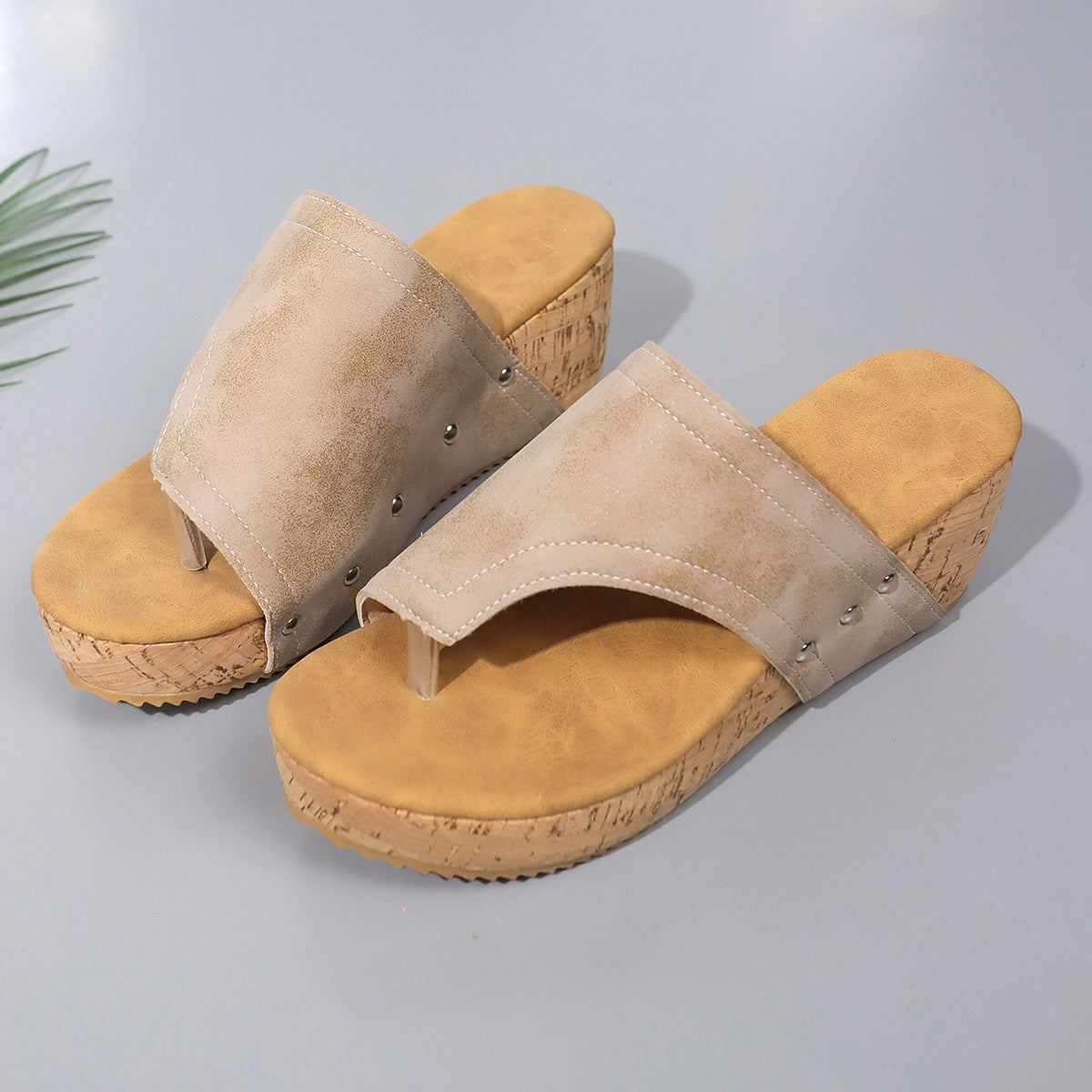 PU Leather Wedge Sandals-Bella Boutique Collective