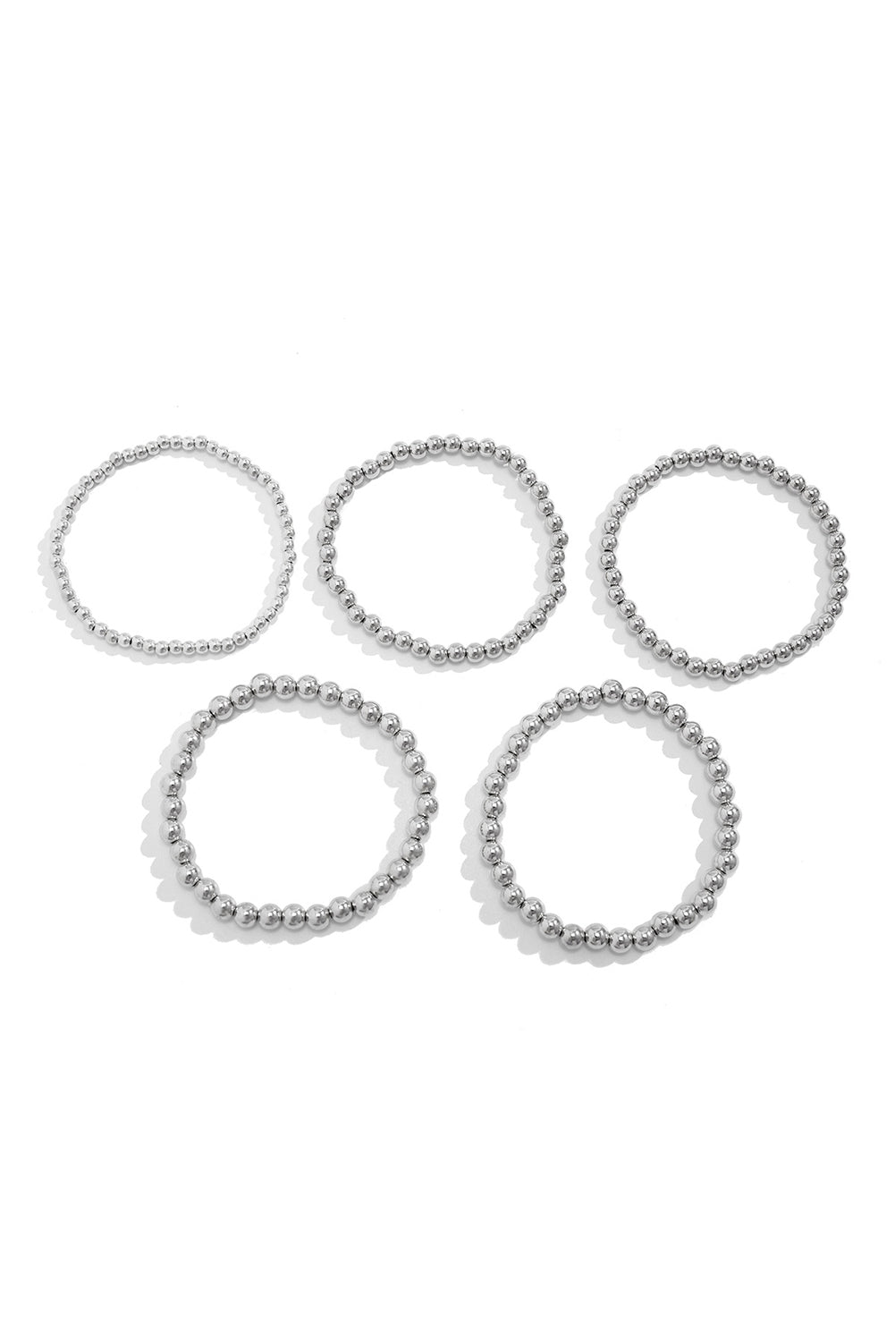 Silvery 5pcs/set Beaded Bracelet Set-Bella Boutique Collective