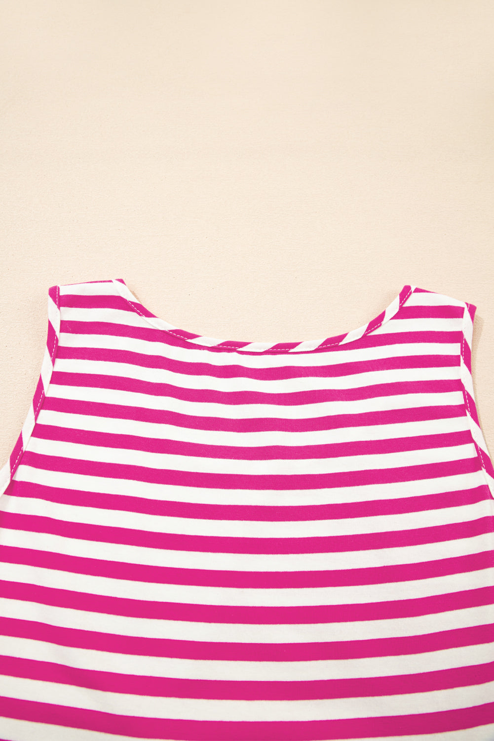 Rose Stripe U Neck Sleeveless Loose Fit Mini Dress-Bella Boutique Collective