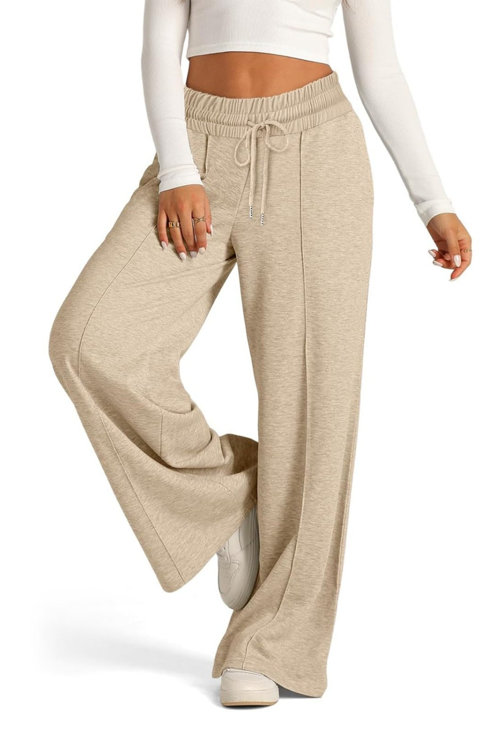 Drawstring Elastic Waist Wide Leg Pants-Bella Boutique Collective