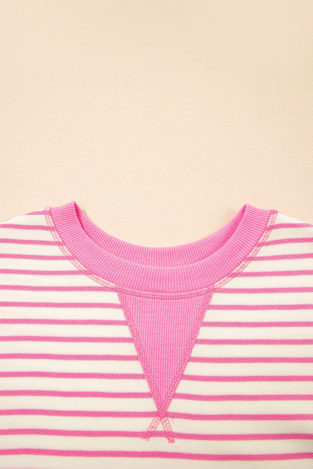 Sachet Pink Contrast Detail Striped Ruffle Short Sleeve Top-Bella Boutique Collective