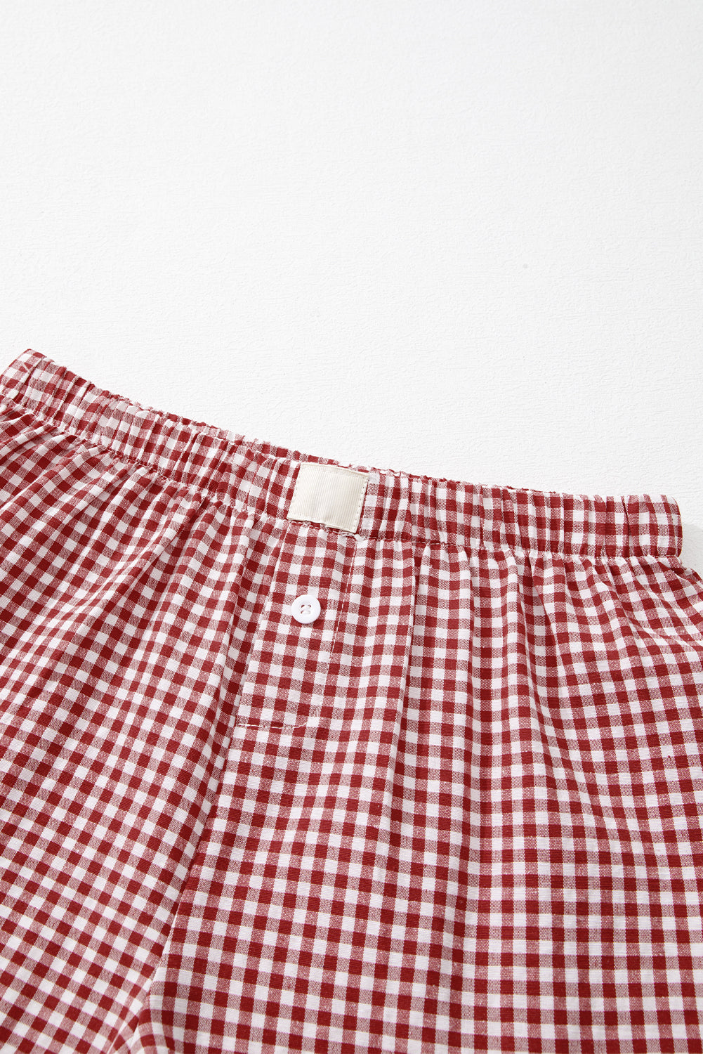 Red Gingham Printed High Waist Shorts-Bella Boutique Collective