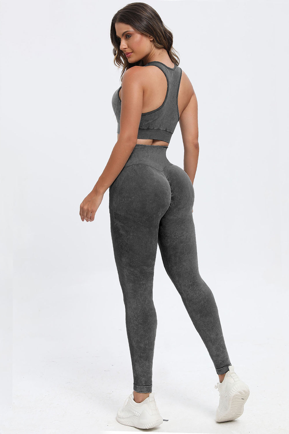 3 Piece Washed Square Neck Wide Strap Active Set-Bella Boutique Collective