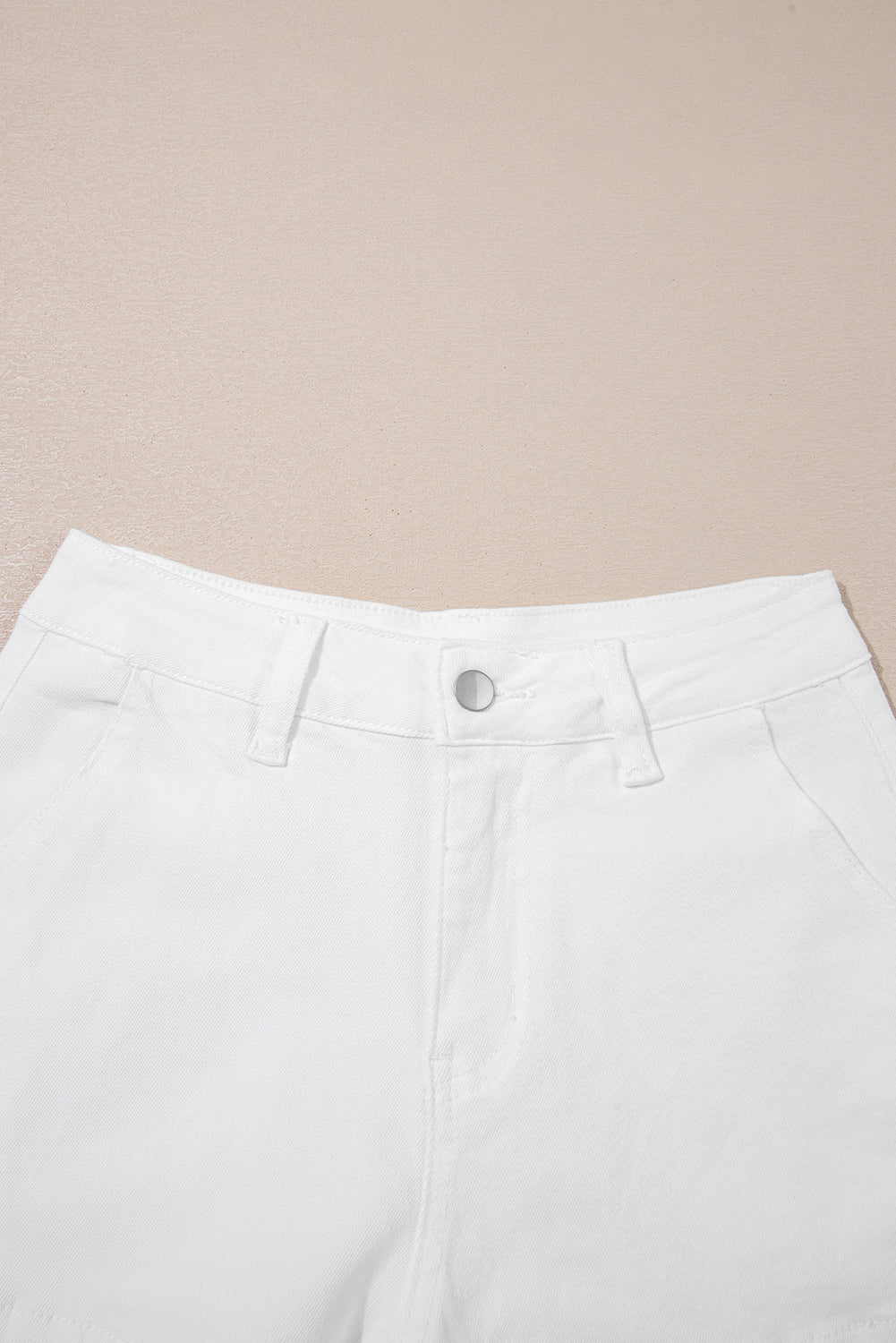 White Scalloped Hemline Acid Wash High Waist Denim Shorts-Bella Boutique Collective