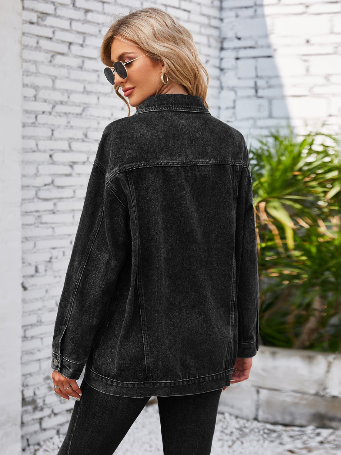 Button Up Long Sleeve Denim Jacket-Bella Boutique Collective