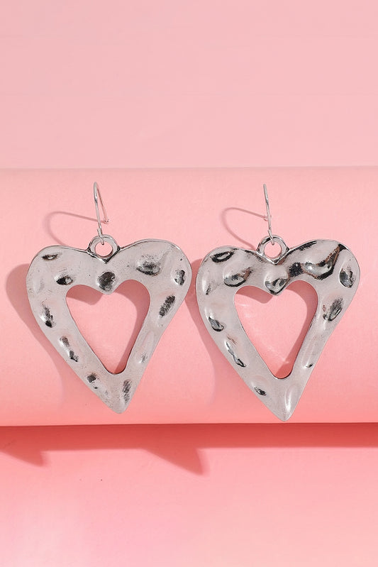 White Valentine Hollowed Heart Shape Earrings-Bella Boutique Collective