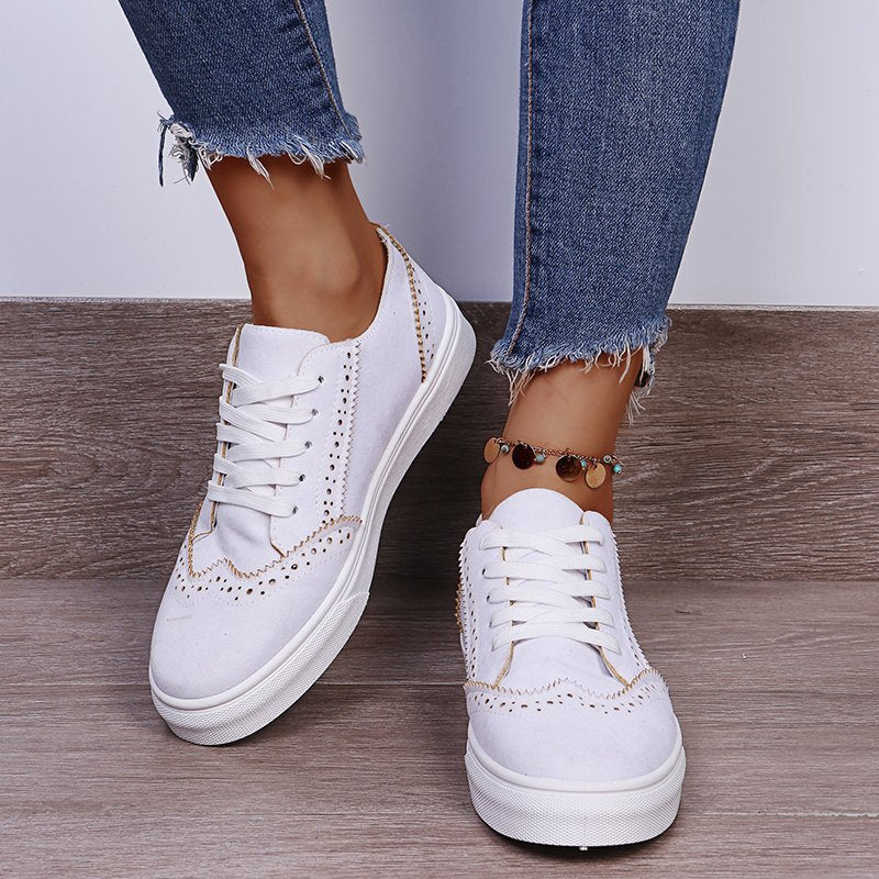 Lace-Up Suedette Flat Sneakers-Bella Boutique Collective