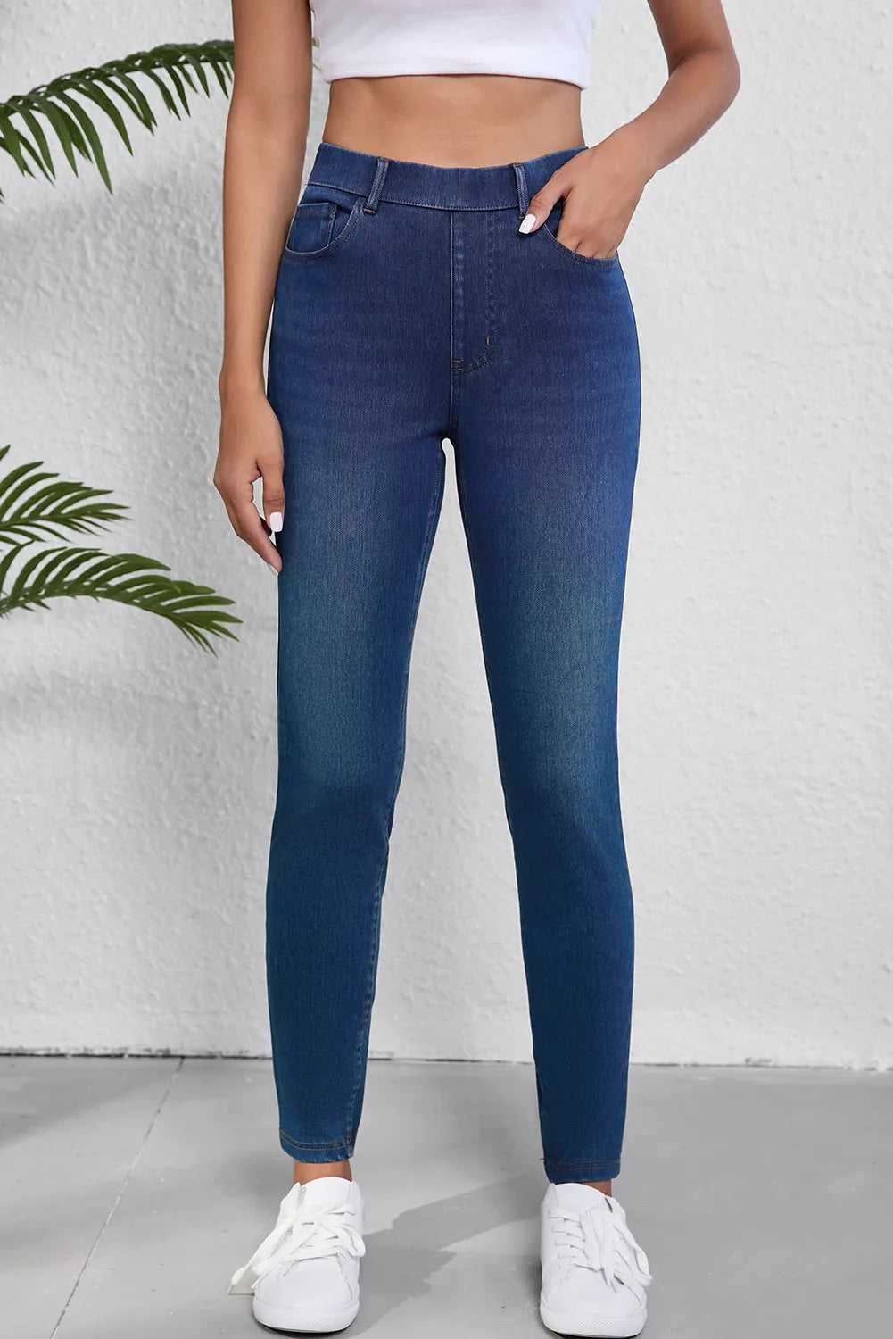 High Waist Skinny Jeans with Pockets-Bella Boutique Collective